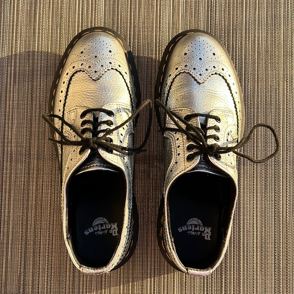 Dr. Martens Shoes - Dr. Martens 3989 Metallic Leather Brogues (Kiltie Not Include) Silver US6L EU37